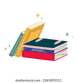 World book day. Stack of books isolated on a white background. Hand drawn educational vector illustrations