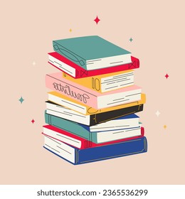 World book day. Stack of books isolated. Hand drawn educational vector illustrations