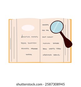 World Book Day. Stack of books, vertical books, open notebook, glasses, coffee, lamp, magnifying glass. Literature, education concept. Colored flat vector illustration isolated on white background.