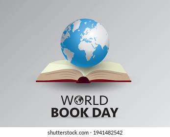 World book day. Stack of colorful books with open book on teal background. Education vector illustration.