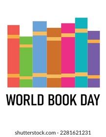 World book day. Stack of colorful books on white background. Education vector illustration.