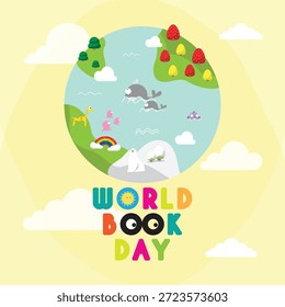 world book day vector design poster elements