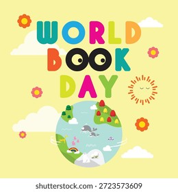 world book day vector design poster elements