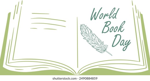 Día Mundial del Libro. Ilustración vectorial en estilo plano. Día de la alfabetización, libro abierto, libro sobre libro.