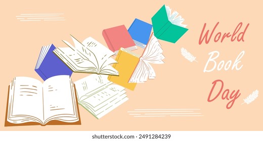 World Book Day. Vector illustration in flat style. Literacy day, open books.