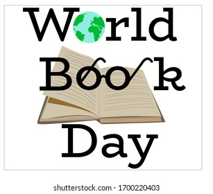  Día Mundial del Libro. Vector. Esto es acerca de la celebración del evento anual del Día Internacional del libro. Puede ser usado para diarios, afiches, banners. Fondo blanco vectorial aislado.
