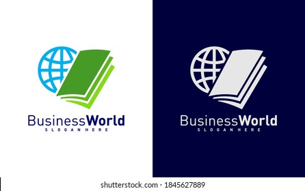 World Book logo design vector, Colorful World logo design template, Icon symbol