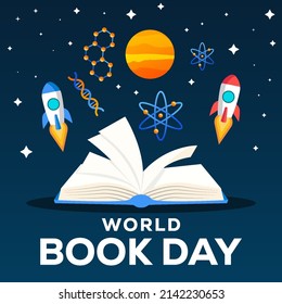 world books day illustration in flat design