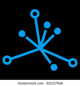 World Boom vector icon. Style is flat blue symbol, rounded angles, black background.