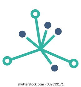 World Boom vector icon. Style is flat bicolor cobalt and cyan symbol, rounded angles, white background.