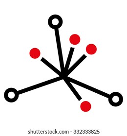 World Boom vector icon. Style is flat bicolor intensive red and black symbol, rounded angles, white background.