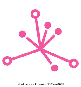 World Boom vector icon. Style is flat pink symbol, rounded angles, white background.