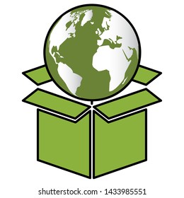 world box eco friendly environment vector illustration