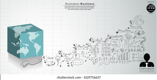 Quadrado da caixa do mundo - Plano de fundo Negócios - Ideia moderna e ilustração Vetor Conceito Negócios com ícone.