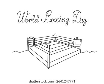 World Boxing Day. Abstract boxing ring, continuous single one line art hand drawing sketch, logo