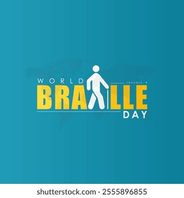 World Braille Day, 4 January, with an illustration of a blind icon on the word BRAILLE