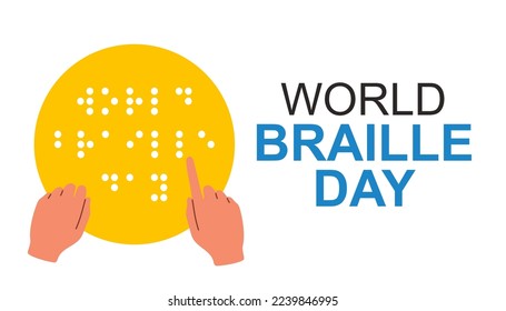 Día mundial de braille. Alfabeto para ciegos, leyendo signos de código braille. 4 de enero Símbolo vector plano.