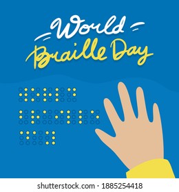 World braille day annual celebration 4 Januari poster vector illustration in flat design style. Included text Lettering with braille alphabet.