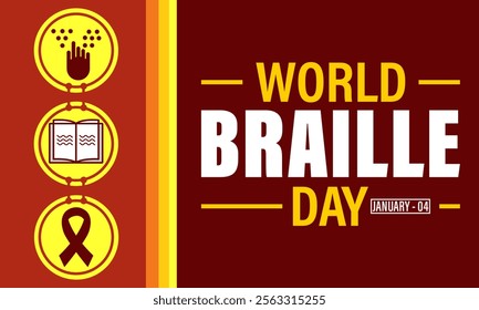 World Braille Day background banner or poster design template. observed every year in January. Holiday concept. Use to any Template, card, poster, placard, template
