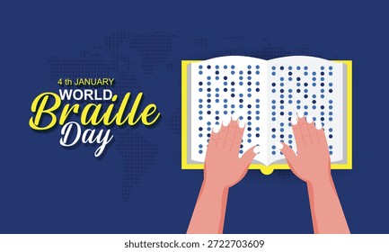 Fundo do Dia Mundial do Braille com mão humana e livro