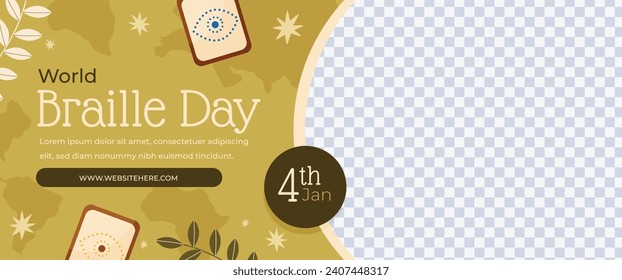 World Braille Day background. January 4. World Braille Day Celebration. Cartoon Vector illustration design Template for Poster, Banner, Post, Flyer, Card, Cover. Braille Alphabet.