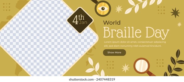 World Braille Day background. January 4. World Braille Day Celebration. Cartoon Vector illustration design Template for Poster, Banner, Post, Flyer, Card, Cover. Braille Alphabet.