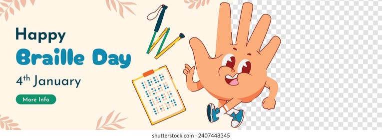 World Braille Day background. January 4. World Braille Day Celebration. Cartoon Vector illustration design Template for Poster, Banner, Post, Flyer, Card, Cover. Braille Alphabet.