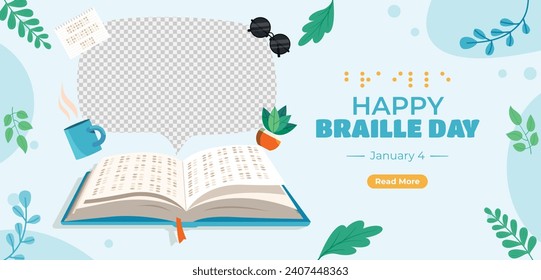 World Braille Day background. January 4. World Braille Day Celebration. Cartoon Vector illustration design Template for Poster, Banner, Post, Flyer, Card, Cover. Braille Alphabet.