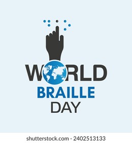 World Braille Day is celebrated every year on January 4. Vector illustration on the theme of World Braille Day. Template for banner, greeting card, poster with background.