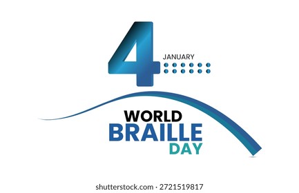 Concepto del Día Mundial del Braille con el número 4 y diseño de onda azul