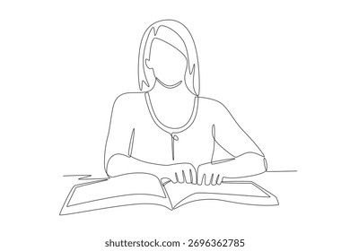 Dibujo de una línea del concepto del día mundial del braille