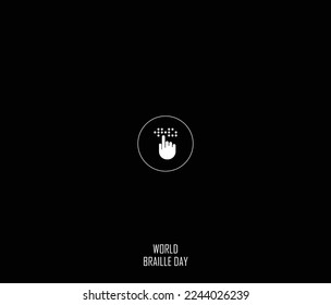 World Braille day Concept. vector illustration. Isolated on Black Background