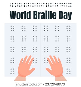 World Braille Day illustration with little hand and book