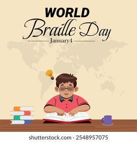 El Día Mundial del Braille es un día internacional que se celebra el 4 de enero y celebra la conciencia de la importancia del braille como medio de comunicación para la plena realización de los derechos humanos de los ciegos visuales 