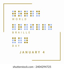 4 de enero, día mundial de braille, publicación de vector cuadrado en medios sociales, archivo de pasos editable 