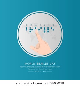 World Braille Day, January 4, with text made by braille alphabet, blind day, world blind day