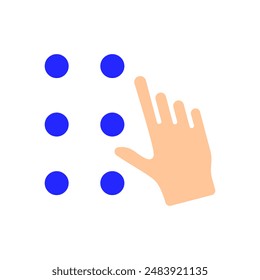 World Braille day line icon. Blindness, cecity, ablepsia, loss of sight, eye problems, farsightedness, myopia, disabled person, people with disabilities, medicine, ableism, handicapped