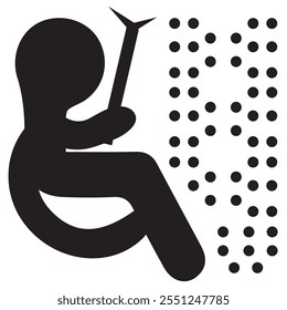 World Braille Day, man icon with braille font A hand reading braille with blue background vector Design 12