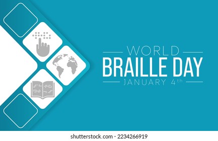 World Braille day is observed every year on January 4. Vector illustration