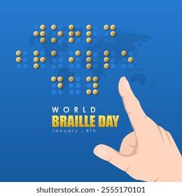 World Braille day is observed every year on January 4, suitable for banner, poster, etc
