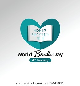 World Braille day is observed every year on January 4. Vector illustration design Concept for Poster, Banner, Post, Flyer, Card, Cover. Braille Alphabet.