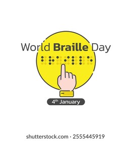 World Braille day is observed every year on January 4. Vector illustration design Concept for Poster, Banner, Post, Flyer, Card, Cover. Braille Alphabet.