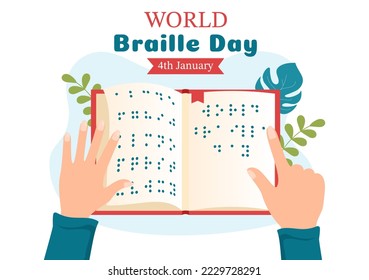 World Braille Day on 4th of January with Text by Alphabet for Means of Communication in Flat Cartoon Hand Drawn Templates Illustration