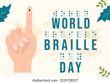 World Braille Day on 4th of January with Text by Alphabet for Means of Communication in Flat Cartoon Hand Drawn Templates Illustration