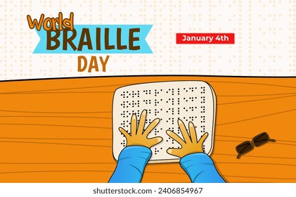 World Braille Day on 4th January poster design 