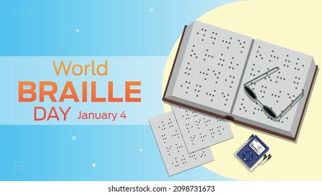 World Braille Day on January 04 business brochure flyer banner design horizontal template vector, cover presentation abstract, modern publication poster and flag-banner.