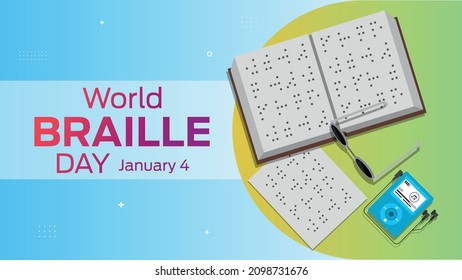 World Braille Day on January 04 business brochure flyer banner design horizontal template vector, cover presentation abstract, modern publication poster and flag-banner.