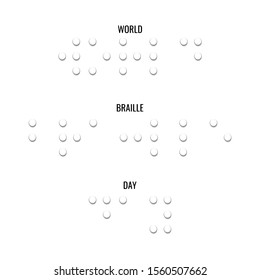 World Braille Day. Paper style vector banner. Simple element illustration white paper 3d concept