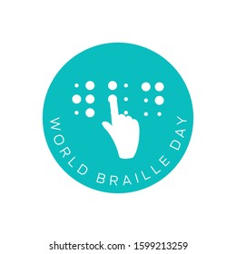 World Braille Day. 
Poster or logo for annual celebration of World Braille Day (January 4) with text World Braille Day made by braille alphabet 