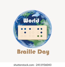 World Braille Day poster. Vector illustration